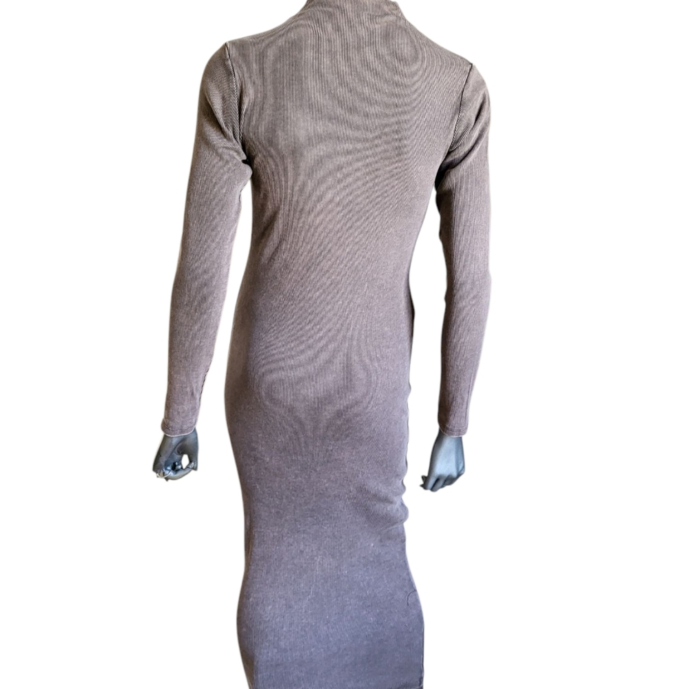 179. Zara Elegant Brown Long Sleeve Bodycon Dress - Size Medium - Picture 3 of 4